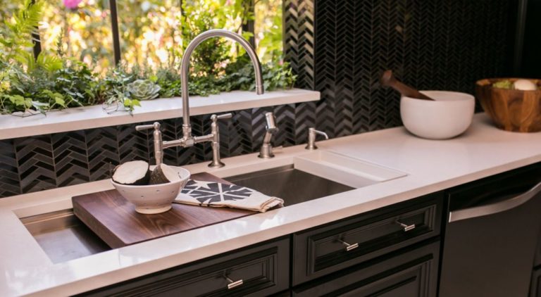 kitchen faucet and sink with accessories