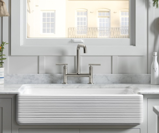 Kohler Whitehaven kitchen sink, ridges on apron-front