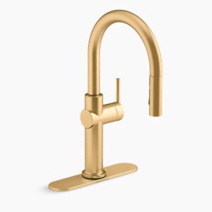 Kohler Crue kitchen faucet in Vibrant Brushed Moderne Brass finish | Kohler Kitchen Faucets | Weinstein Collegeville