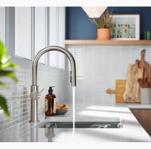 Profile view of Kohler Crue kitchen faucet in chrome finish | Kohler Kitchen Faucets | Weinstein Collegeville