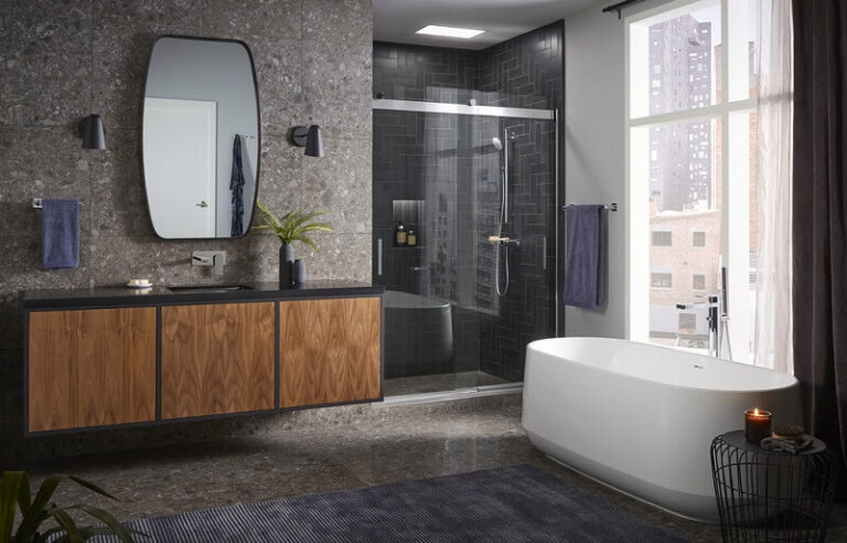 Bathroom with Kohler parallel fixtures | bathroom showroom near you | Weinstein Showroom in Collegeville