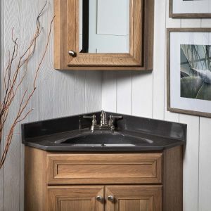 Marcus Hickory Driftwood corner vanity style