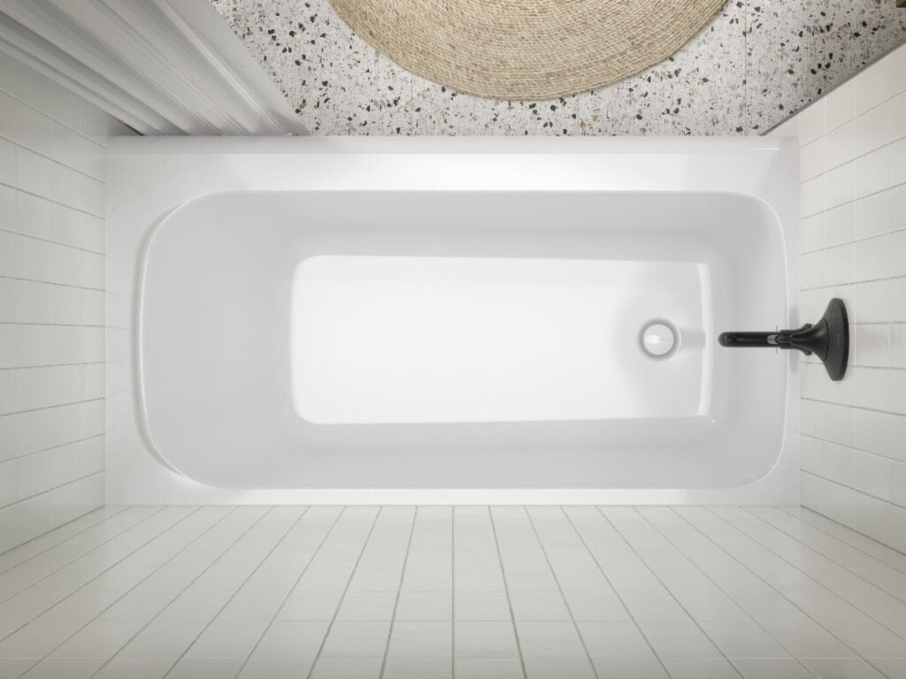 Top down view of Kohler Avec Acrylic bathtub